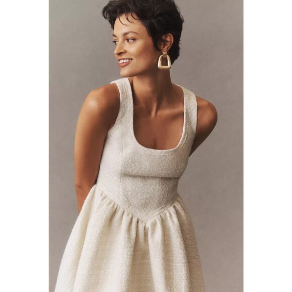 Reformation Aliana Tweed Mini Dress Ivory - Picture 5 of 11